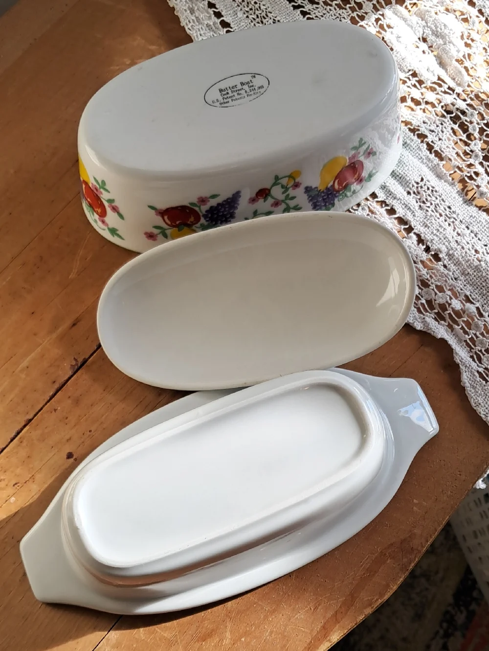 Cook Street Butter Boat Fruit Design 3pc 3 pieces Cottage Country Farmhouse Vtg